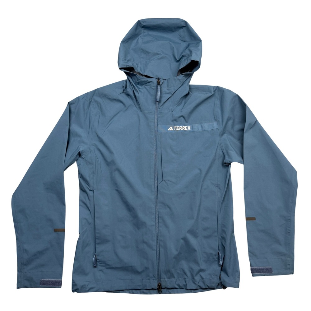 Adidas Terrex RainRDY Jacket Mens S Blue Hooded Waterproof HZ9264 Full Zip EUC